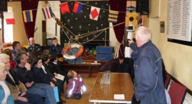 Loughie points out details of the breeches buoy.